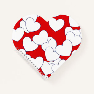 Ein beeindruckendes, rotes Herz-Notebook mit groß Notizbuch