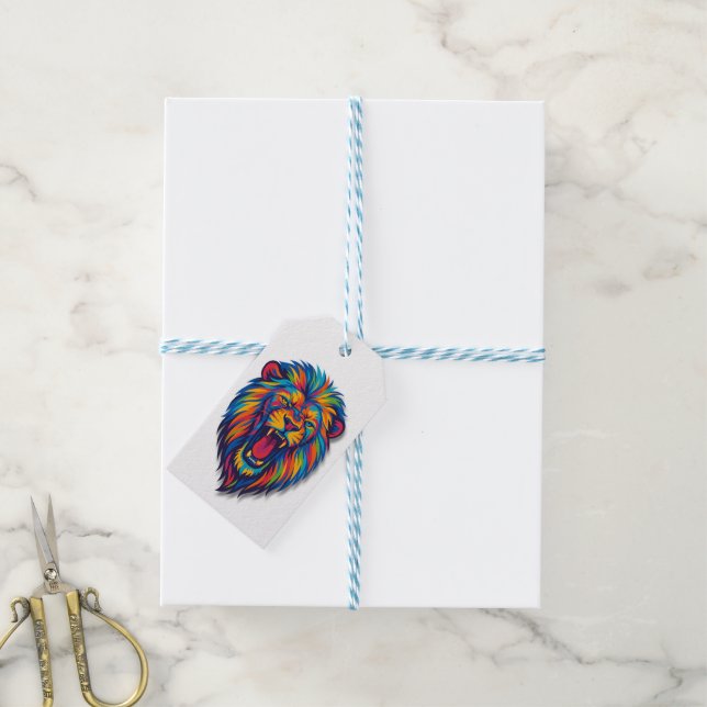 Ein bemalter Löwe Geschenkanhänger (Mit Garn)