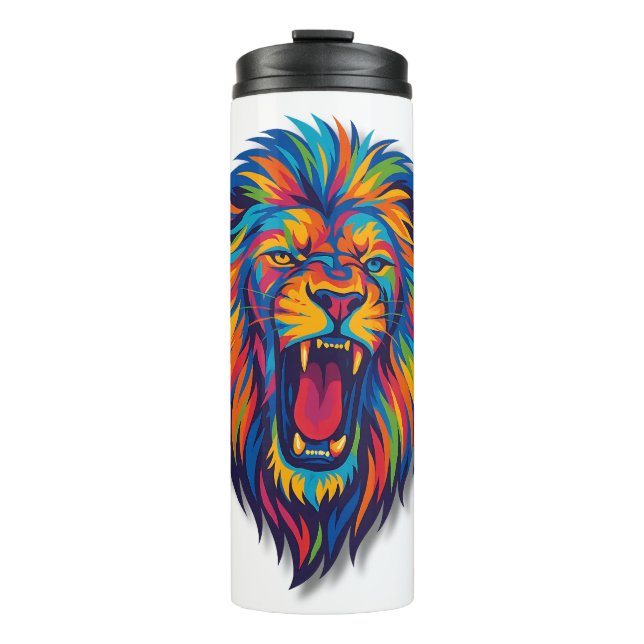 Ein bemalter Löwe Kaffeetasse Thermosbecher (Vorderseite)