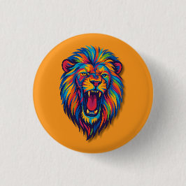 Ein bemalter Löwe Knopf Button