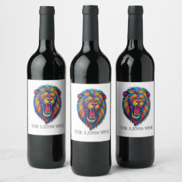 Ein bemalter Löwe   Wein Etikett 