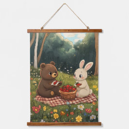 Ein Berry Sweet Picnic auf der Wiese Wandteppich Mit Holzrahmen