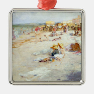Ein beschäftigter Strand im Sommer Ornament Aus Metall