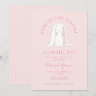 Ein besonderes Häschen Rosa Gingham Baby Shower Einladung