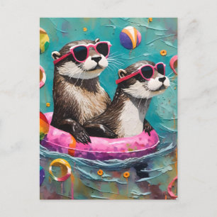 Ein besseres Paar auf Urlaub in einem Floßring Postkarte