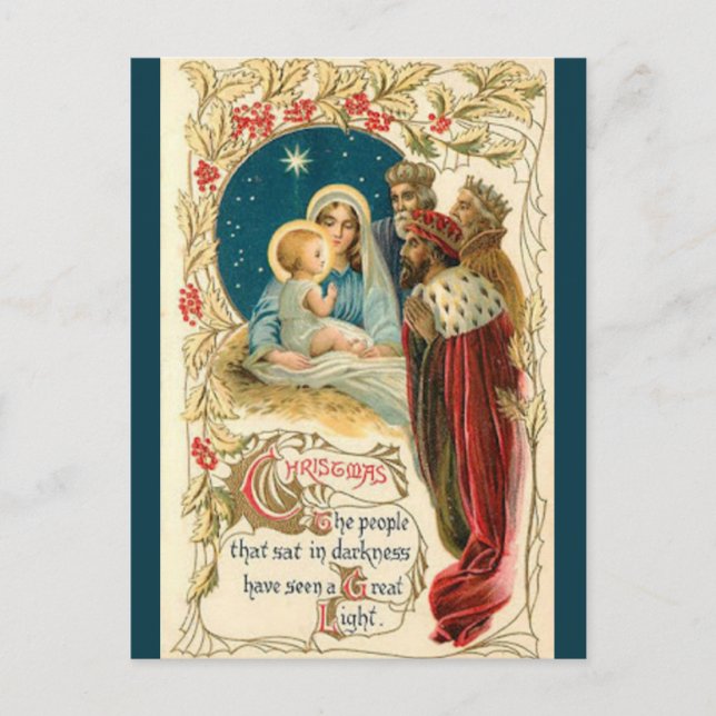 Ein Besuch von der Weihnachtskarte der drei Weisen Postkarte (Vorderseite)