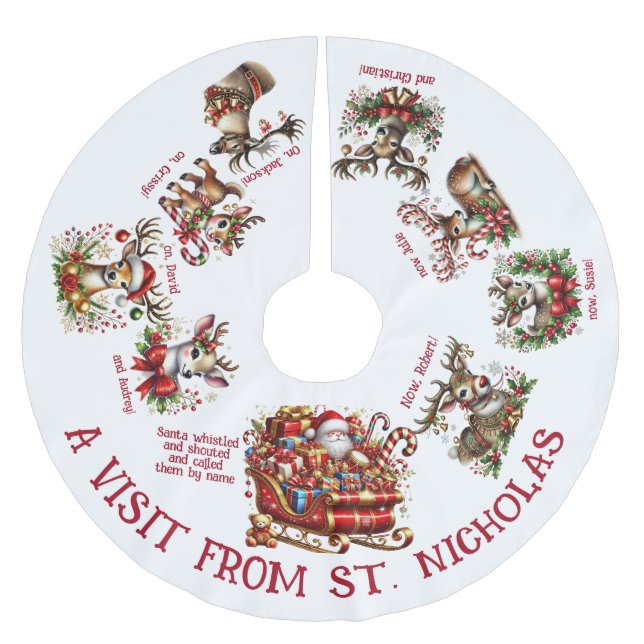 Ein Besuch von St. Nicholas Polyester Weihnachtsbaumdecke (Vorderseite)