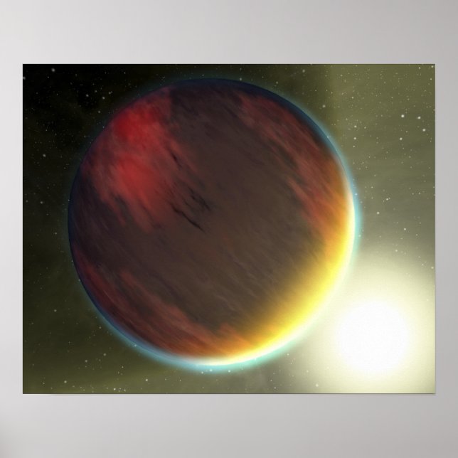 Ein bewölkter Jupiter-artiger Planet, der sich umk Poster (Vorne)