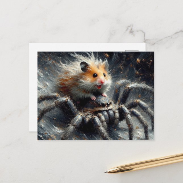 Ein bezaubernder Hamster, der auf einer Riesenspin Postkarte (Vorderseite/Rückseite Beispiel)
