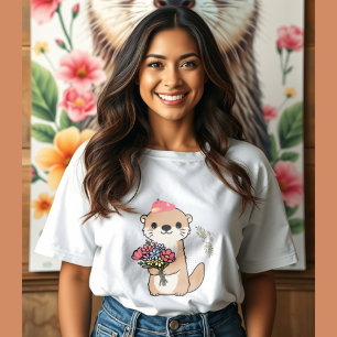 Ein bezaubernder Otter mit bunten Blume Tri-Blend Shirt