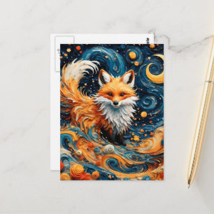 Ein bezaubernder roter Fuchs in der Galaxie Postkarte