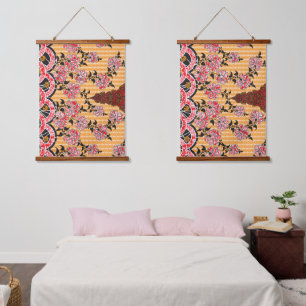 Ein bezauberndes orientalisches Muster mit rotem F Wandteppich Mit Holzrahmen