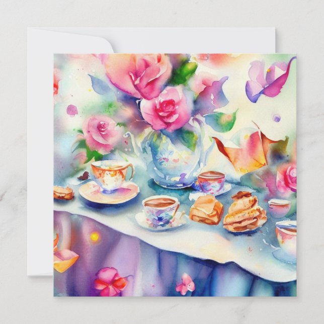 Ein bezauberndes Tea-Party: Eine Babydusche Einladung (Vorderseite)