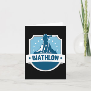Ein Biathlet mit Riffe und Langlaufmoti Karte