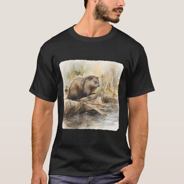 Ein Biber baut einen Dammbau T-Shirt (Vorderseite)