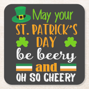 Ein bieriger fröhlicher St. Patrick's Day Rechteckiger Pappuntersetzer