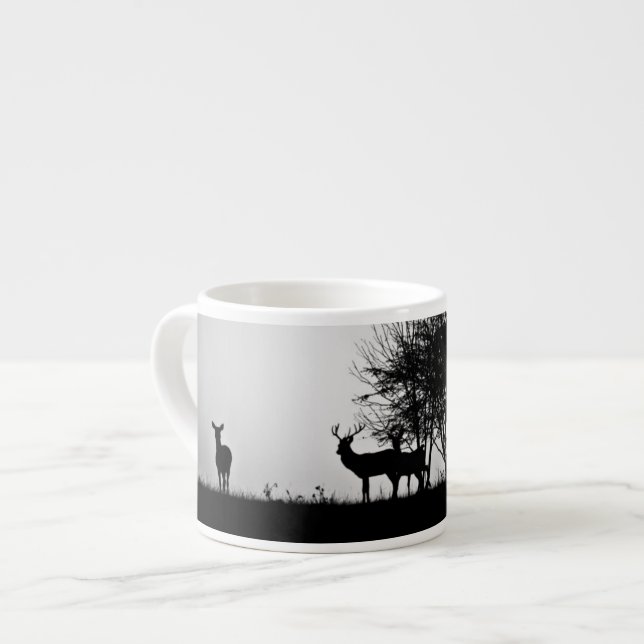 Ein Bild des Nebels einiger Rotwild morgens Espressotasse (Vorderseite Links)
