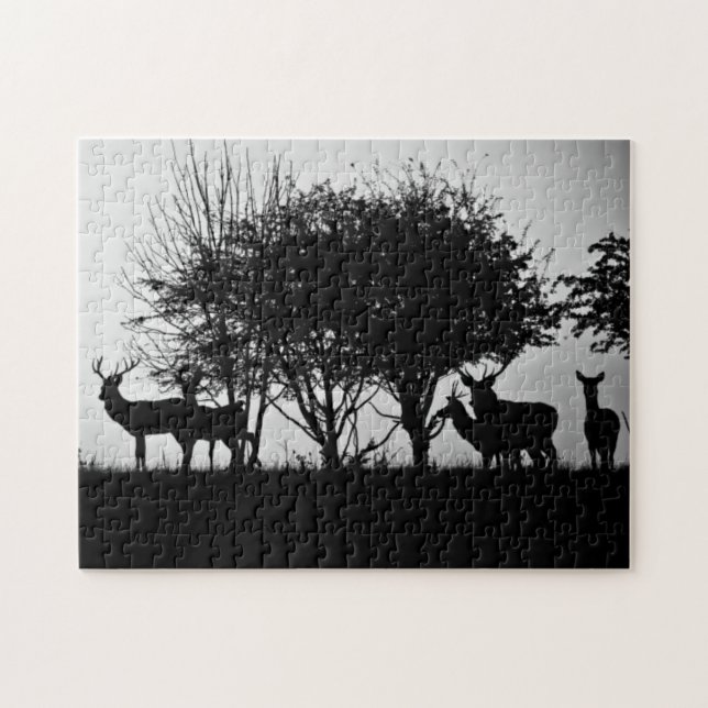 Ein Bild des Nebels einiger Rotwild morgens Puzzle (Horizontal)