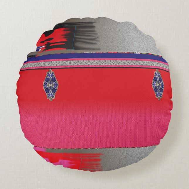 ein Bild einer Frau in einem rosa Kleid Rundes Kissen (Vorderseite)