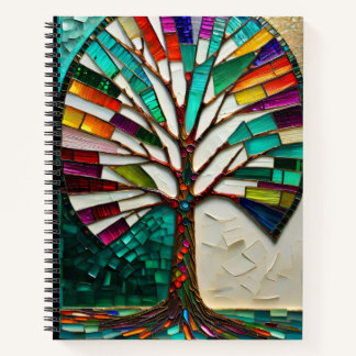 ein Bild eines Baumes aus Buntglas Notizbuch