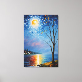 ein Bild eines Baumes und eines Mondes Leinwanddruck