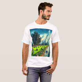 ein Bild eines Feldes, auf dem ein Kran steht T-Shirt