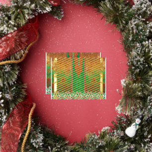 ein Bild eines grünen Feldes mit orangefarbenem Ra Folien Feiertagspostkarte