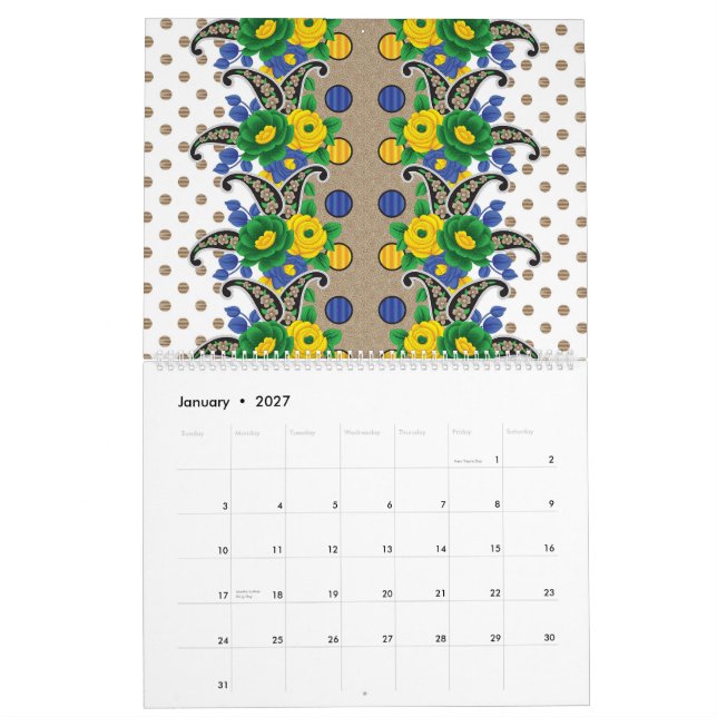 ein Bild eines Musters, das wie ein Pfau aussieht Kalender (Jan 2027)