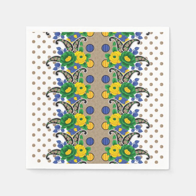 ein Bild eines Musters, das wie ein Pfau aussieht Serviette (Vorderseite)