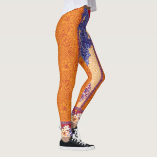ein Bild eines orangen und blauen Musters Leggings