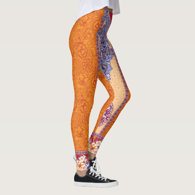 ein Bild eines orangen und blauen Musters Leggings (Rechts)