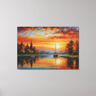 ein Bild eines Sonnenuntergangs über einem See Leinwanddruck