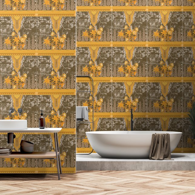 ein Bild mit gelben Blumen. Tapete (Badezimmer)