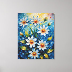 ein Bild von Blume auf blauem Hintergrund Leinwanddruck