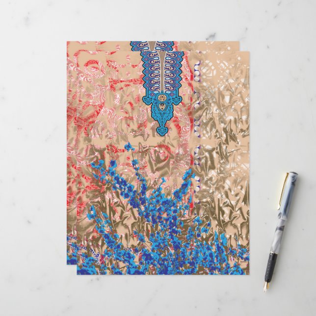 ein Bild von einem blauen und beigen Schal (Vorderseite/Rückseite Beispiel)