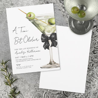 Ein bisschen älter Bow Martini Geburtstagsfeier Einladung