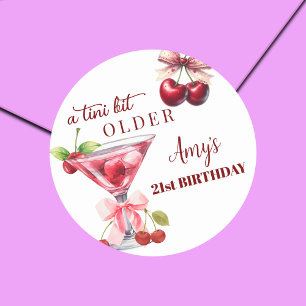 Ein bisschen älter Cherry Martini 21. Geburtstag Runder Aufkleber