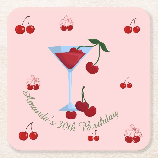Ein bisschen älter Cherrytini Geburtstag Rechteckiger Pappuntersetzer (Vorderseite)
