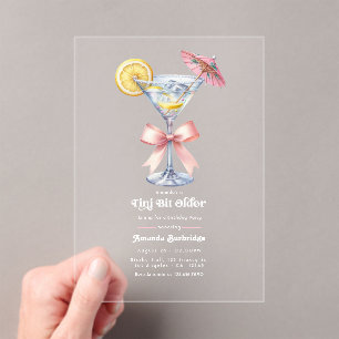 Ein bisschen älter Chic Pink Martini Geburtstagsfe Acryleinladungen
