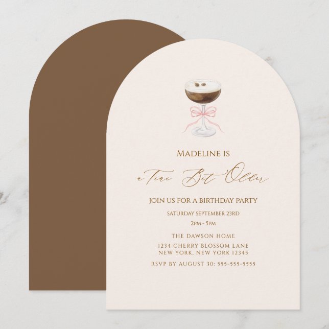 Ein bisschen älter Espresso Martini gestreifter Ge Einladung (Vorne/Hinten)