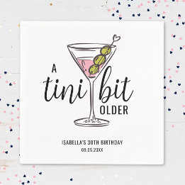 Ein bisschen älter Handgezeichneter Martini Geburt Serviette