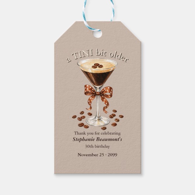 Ein bisschen älter Martini Espresso Brauner Bogen  Geschenkanhänger (Vorderseite)