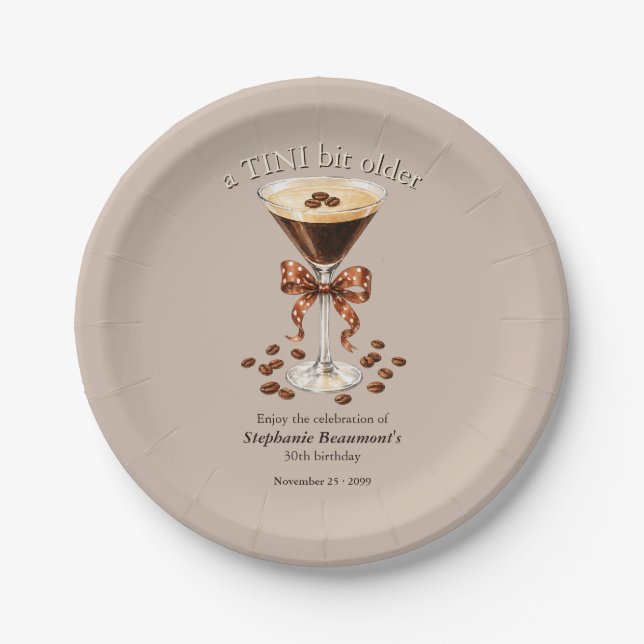 Ein bisschen älter Martini Espresso Brauner Bogen  Pappteller (Vorderseite)