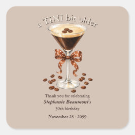 Ein bisschen älter Martini Espresso Brauner Bogen  Quadratischer Aufkleber