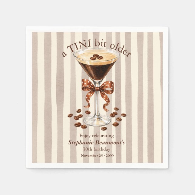 Ein bisschen älter Martini Espresso Streifen Schle Serviette (Vorderseite)