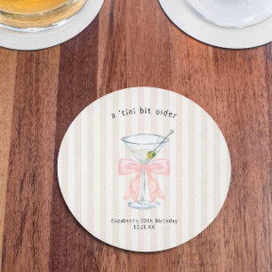 Ein bisschen älter   Martini Geburtstag Runder Pappuntersetzer