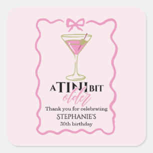 Ein bisschen älter Martini Süße rosa Umrandung Geb Quadratischer Aufkleber