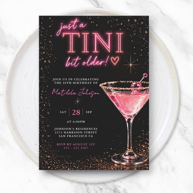 Ein bisschen älter Neonrosa 30. Geburtstag Einladung (Tini Bit Older Neon Pink 30th Birthday Invitation)