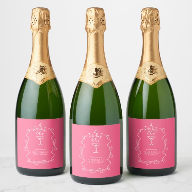 Ein bisschen älter Rosa Handgezeichneter Martini G (Flaschen)
