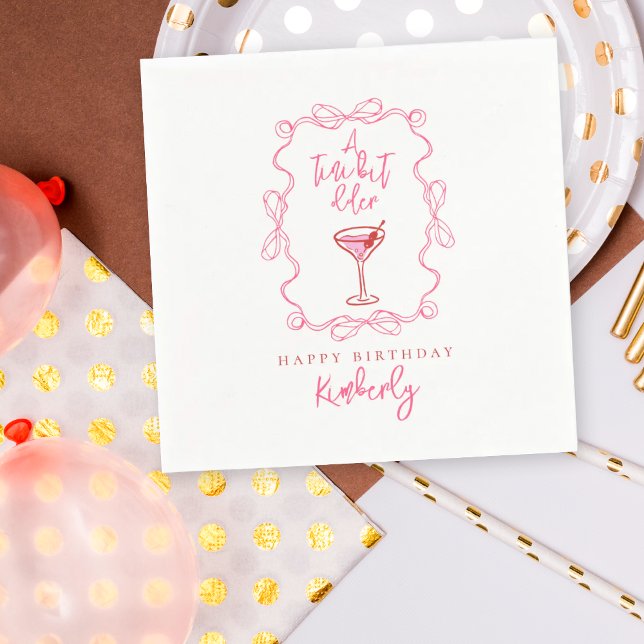 Ein bisschen älter Rosa rote handgezeichnete Gebur Serviette (Von Creator hochgeladen)